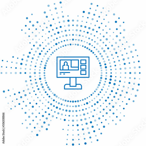 Blue line Television report icon isolated on white background. TV news. Abstract circle random dots. Vector