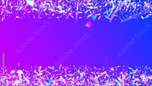 Iridescent Tinsel. Blue Shiny Texture. Crystal Art. Digital Foil. Disco Christmas Template. Retro Prism. Neon Sparkles. Glitch Background. Violet Iridescent Tinsel