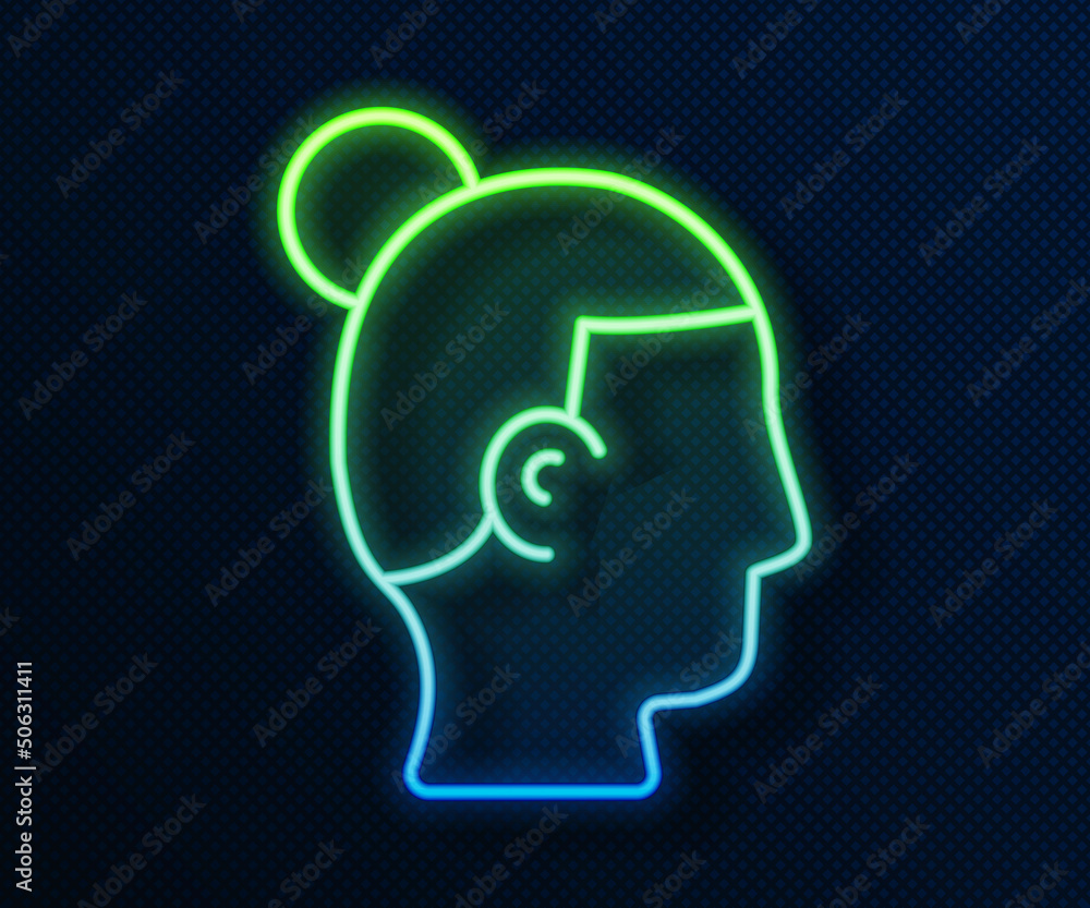 Glowing neon line Hairstyle for men icon isolated on blue background. Vector Glowing neon line Hairstyle for men icon isolated on blue background. Vector