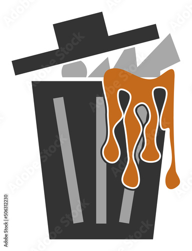 Trash bucket vector illustration. Flat illustration iconic design of trash bucket, isolated on a white background.