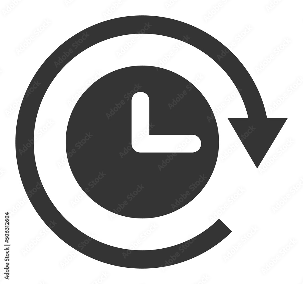 Clockwise rotation vector illustration. Flat illustration iconic design of clockwise rotation, isolated on a white background. Clockwise rotation vector illustration. Flat illustration iconic design of clockwise rotation, isolated on a white background.