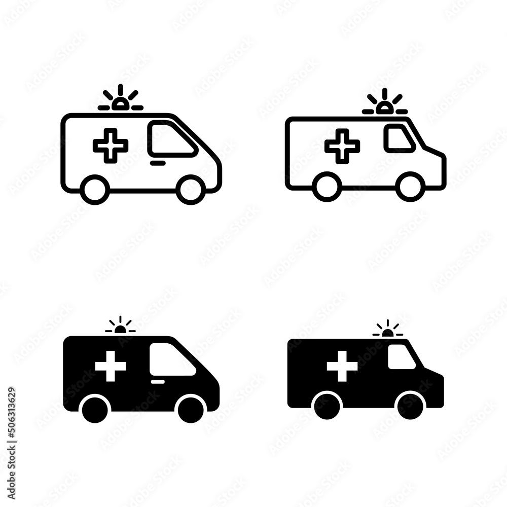 Ambulance icons vector. ambulance truck sign and symbol. ambulance car Ambulance icons vector. ambulance truck sign and symbol. ambulance car
