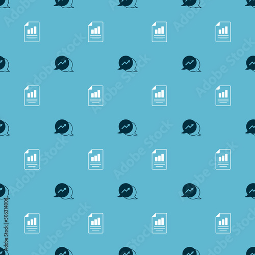 Set Financial growth and Document with graph chart on seamless pattern. Vector