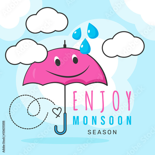 Hand drawn monsoon season umbrella illustration. - Vector.