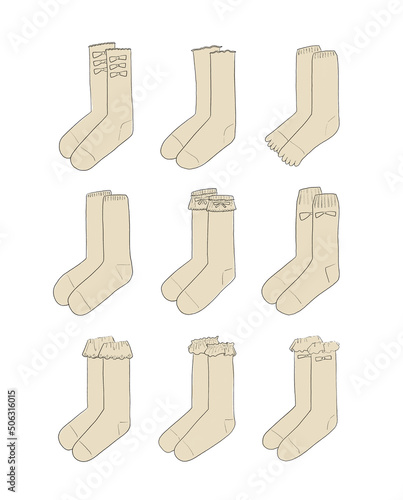 ベージュの靴下のイラストセット