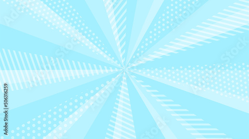 模様が入っているお洒落なサンバースト集中線背景素材　ブルー