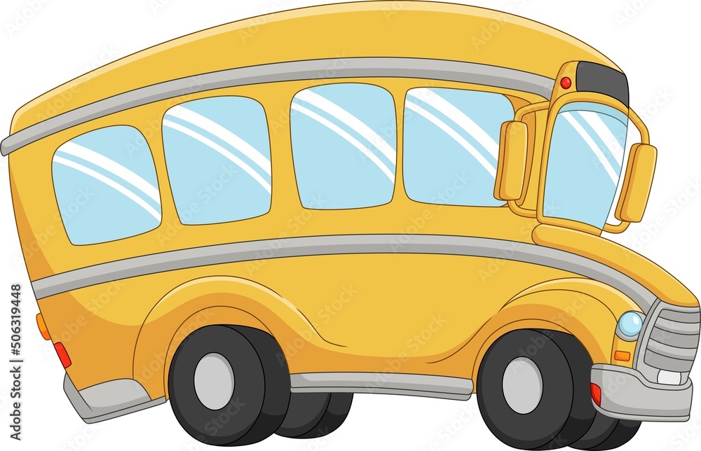 Cartoon yellow bus on white background