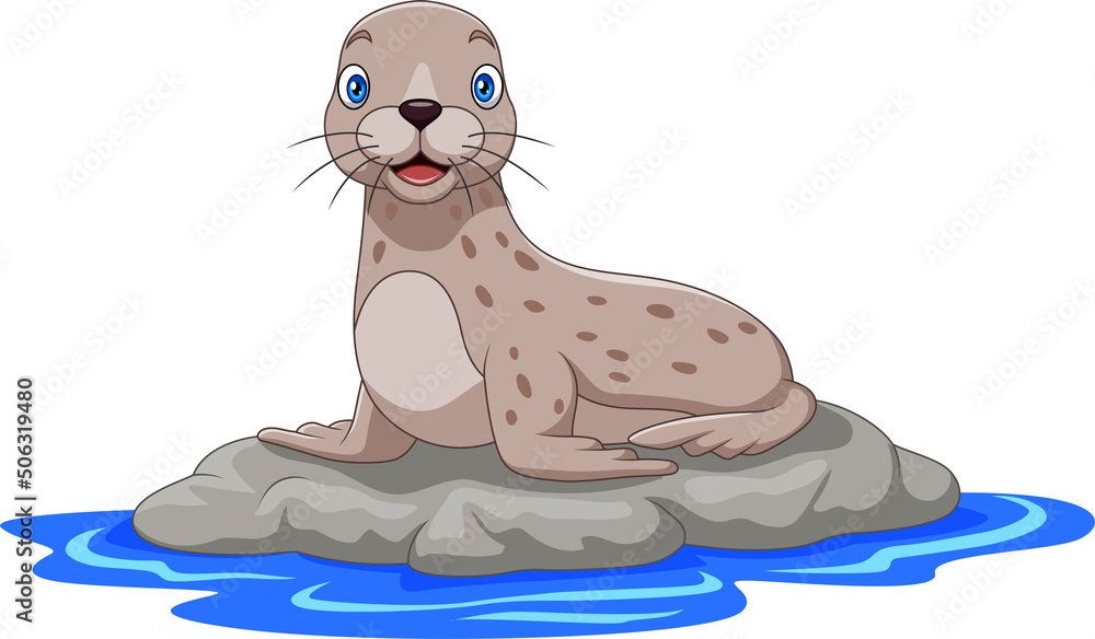 Cartoon sea lion on the rock Stock Vector | Adobe Stock Cartoon sea lion on the rock Stock Vector | Adobe Stock