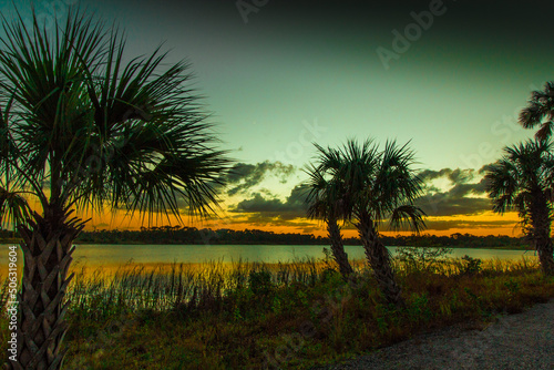 Colorful Sunset over Lake Zobel  George LeStrange Preserve  Fort Pierce  Florida