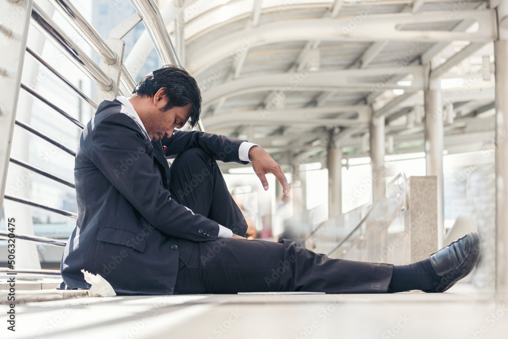 Failure businessman unemployed jobless recession crisis stress and lose job. Despair Failure bankruptcy businesspeople stressful in middle aged depressed failed situation. Despair low economic crisis Failure businessman unemployed jobless recession crisis stress and lose job. Despair Failure bankruptcy businesspeople stressful in middle aged depressed failed situation. Despair low economic crisis