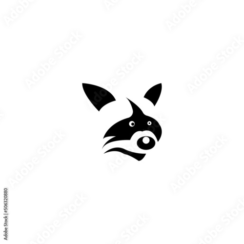 Cute Black raccoon logo vector icon illustration