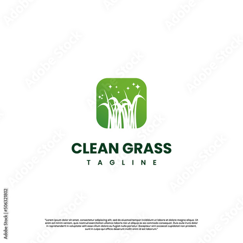vector grass logo, lawn care logo design on isolated background
