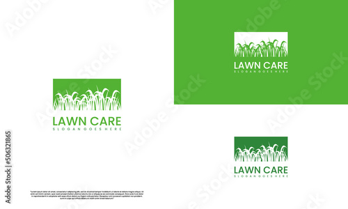 vector grass logo, lawn care logo design on isolated background