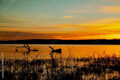 Kansas sunrise over the lake