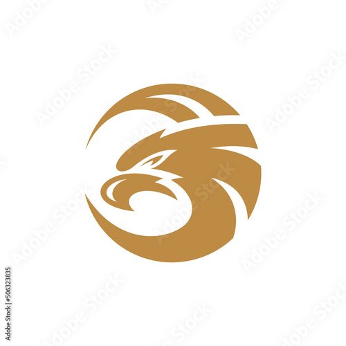 Eagle head with abstract wing logo design. Bird, falcon or hawk vector icon