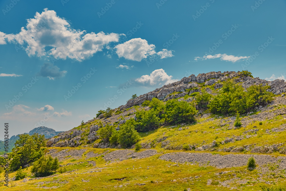 Velebit mountain green landscape in summer time