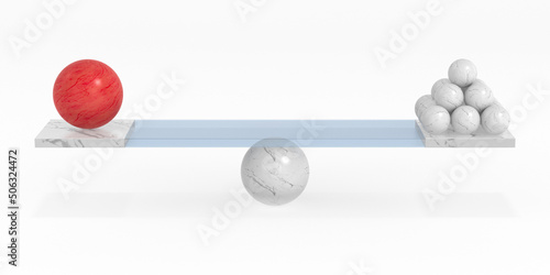 Scales with balls on white ...
