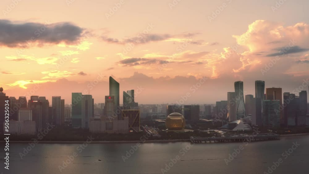 aerial view of qiantang river and modern cityscape of hangzhou qianjiang CBD at sunset
aerial view of qiantang river and modern cityscape of hangzhou qianjiang CBD at sunset