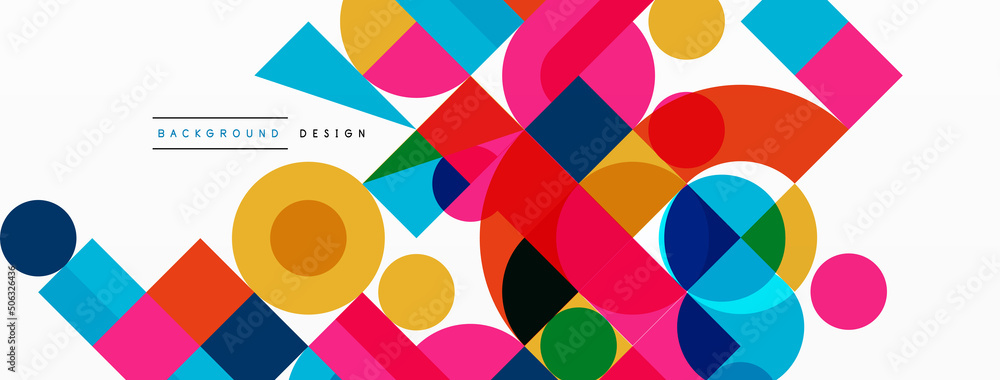 Beautiful abstract background. Circles, triangle shapes, and squares. Minimal geometric template for wallpaper, banner, background or landing