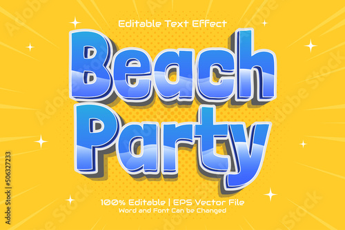 Editable text effect - Beach party 3D Flat cartoon style