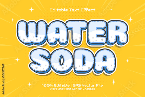 Editable text effect - Water Soda 3D Flat cartoon style