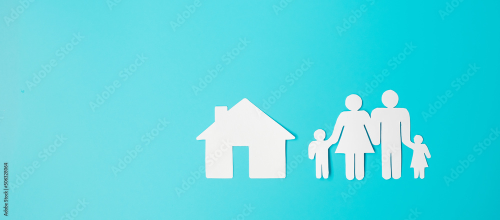 Happy Family day. paper shape cutout with Father, Mother, Children and Home. international day of families, Warm home, love, Foster, Insurance, Charity and Donation concepts. Happy Family day. paper shape cutout with Father, Mother, Children and Home. international day of families, Warm home, love, Foster, Insurance, Charity and Donation concepts.