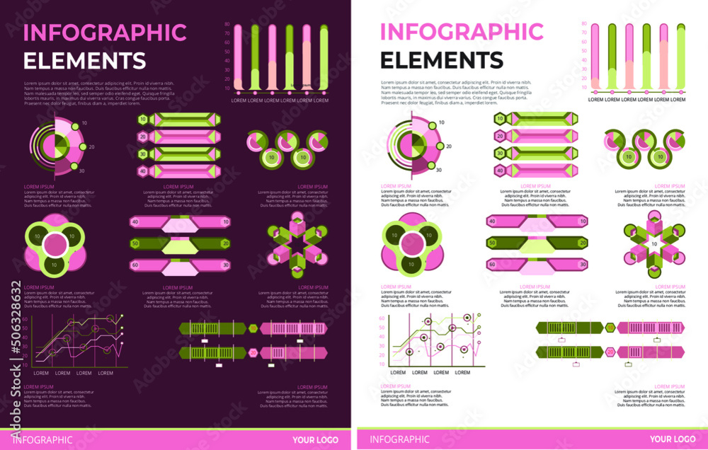 Fototapeta premium Infographic Elements Illustration Set Dark/Light