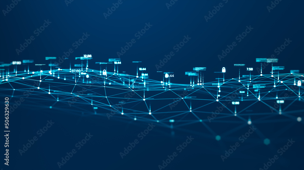 Blockchain network and cyber security concept. Blockchain network and cyber security concept.