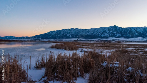 Beautiful Sunset Over Little Bear River, Utah photo