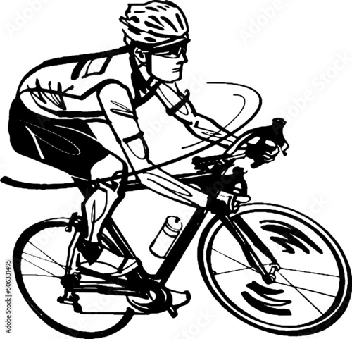 the vector illustration sketch of the sport cyclist riding a bicycle