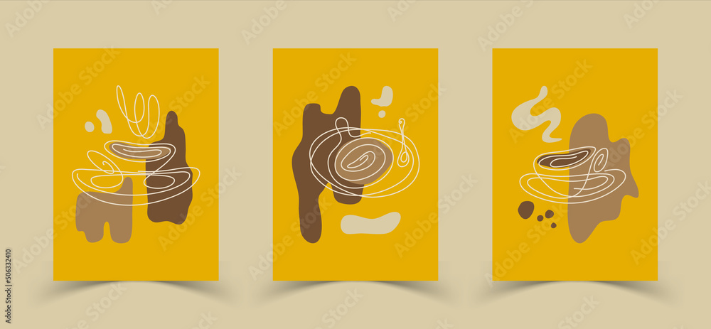 Abstract line art coffee latte taste poster template