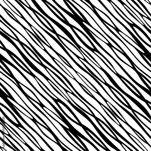 Vector 2 color seamless geometric zebra pattern on white backgroundblack twisty stripes for fabric design photo