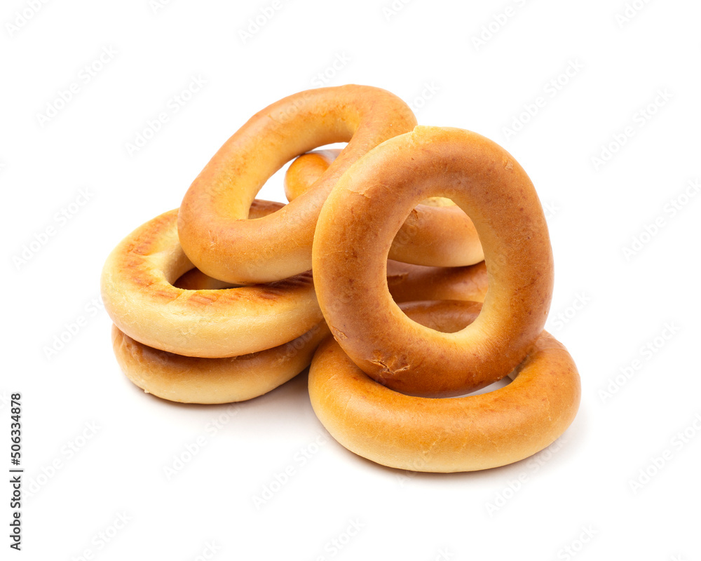 Pile of bagels isolated on white background. Pile of bagels isolated on white background.