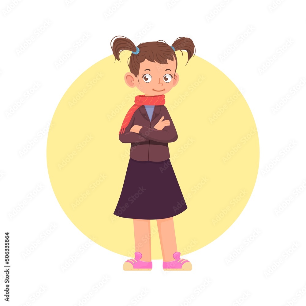 Cheerful child active pose, cartoon style flat illustration. Cheerful child active pose, cartoon style flat illustration.