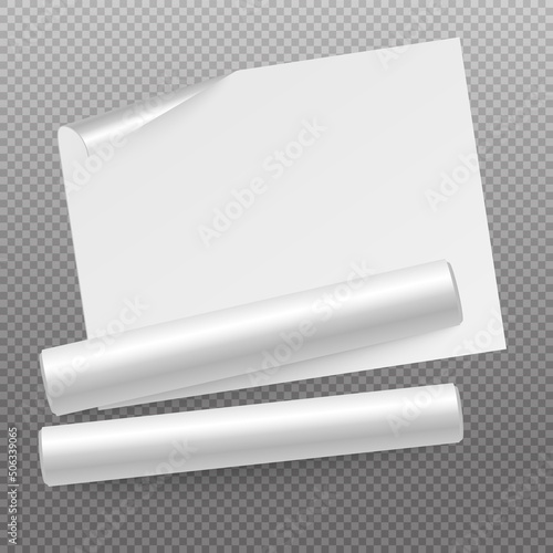 White blank wrapping or wallpaper mockup realistic vector illustration isolated.