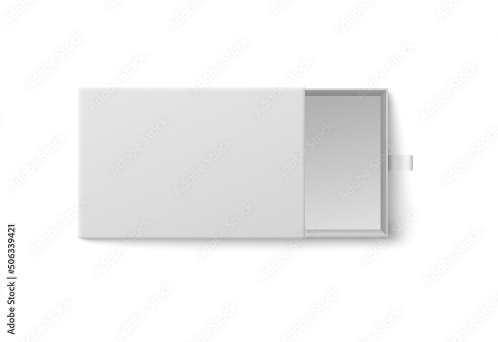 Slide box realistic mockup, 3d vector illustration isolated on white ...