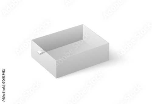 Cartons or paper drawer  box slide on white background vector realistic illustration.