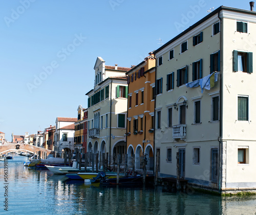Canals and bridges of Chioggia. This small town is known as The Little Venice of Italy.