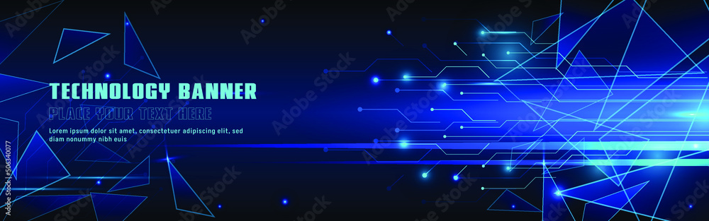 technology concept for web banner template or brochure , Blue colour.