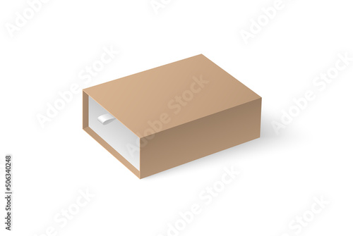 Cardboard gift box template realistic vector illustration isolated on white.