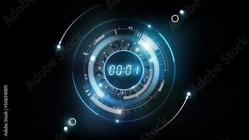 Abstract Futuristic Technology Background with Digital number timer concept and countdown, Can adjust Digital number, vector illustration