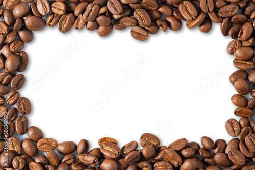 Coffee beans are light brown in isolated.copy space