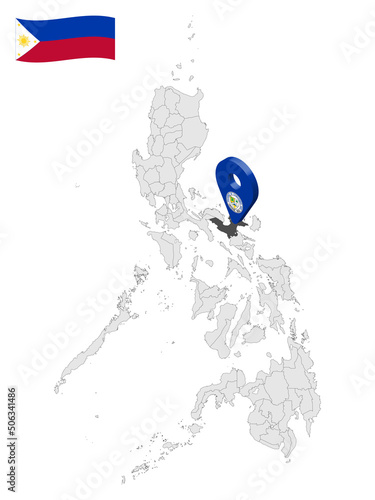 Location Province of Camarines Sur on map Philippines. 3d location sign  of  Leyte. Camarines Sur map with  provinces of  Philippines for your design. Vector illustration. EPS10.