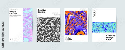 Company identity brochure template collection. Business presentation vector A4 vertical orientation front page mock up set. Corporate report cover abstract geometric illustration design layout bundle.