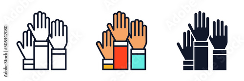raised hands. Voting hands icon symbol template for graphic and web design collection logo vector illustration