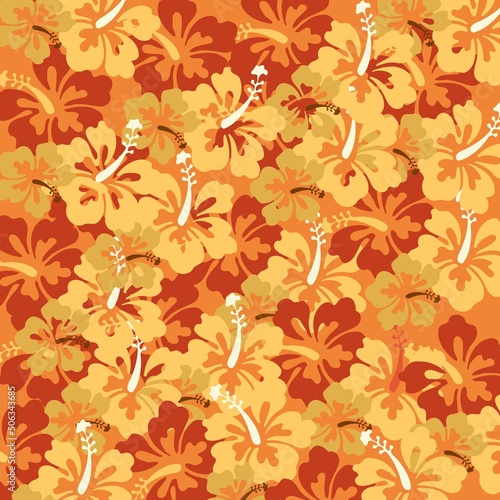 Yellow and Orange colour Hawaiian hibiscus floral background