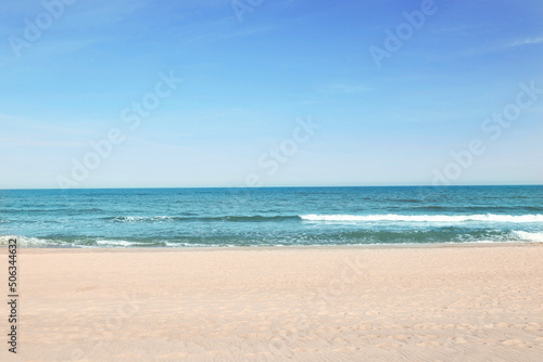 Fototapeta Naklejka Na Ścianę i Meble -  Picturesque view of beautiful sea and sandy beach on sunny day