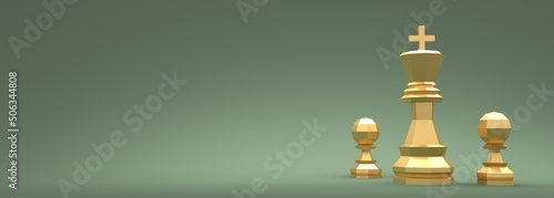 Piece of chess. The king and pawns low poly model. 3D Render