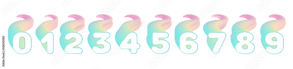Fototapeta premium Set of colorful blend numbers for marketing design. Bullet point 0 to 9