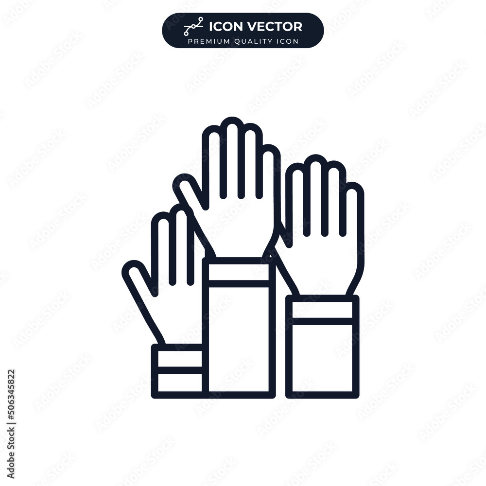 raised hands. Voting hands icon symbol template for graphic and web design collection logo vector illustration raised hands. Voting hands icon symbol template for graphic and web design collection logo vector illustration